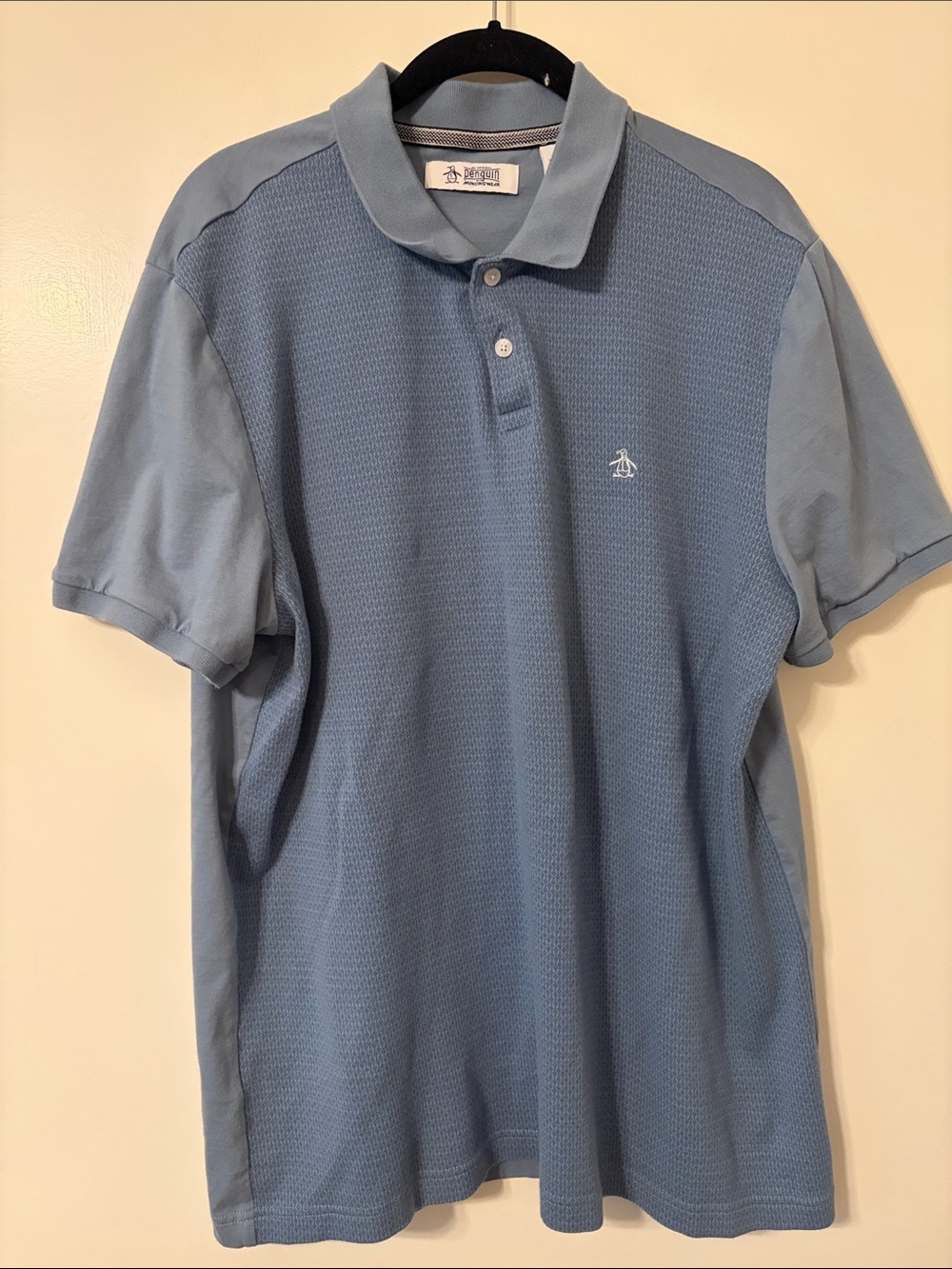 Original Penguin Men's Sky Blue Textured Polo